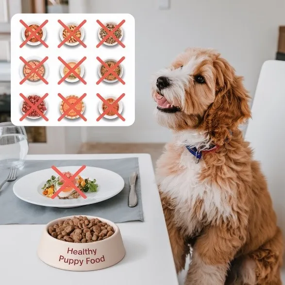 Best Food for Mini Goldendoodles with Feeding charts & Allergies 24 Avoid-Table-Scraps-mini-goldendoodle