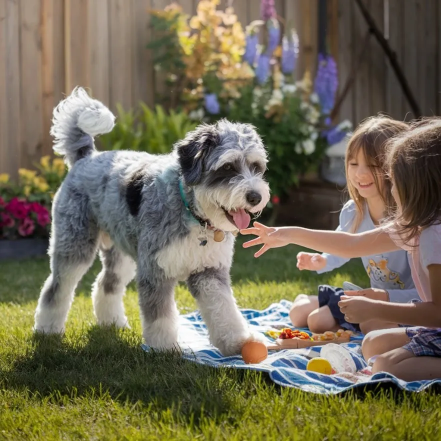 Blue Merle Mini Goldendoodle Rare breed with Latest Facts & Images 11 Blue-Merle-Mini Goldendoodle-Friendly-Nature