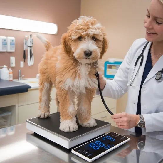 Mini Goldendoodle Weight, Growth Patterns, Charts and Expert Tips 29 Mini-Goldendoodle-Visit-to-Dr