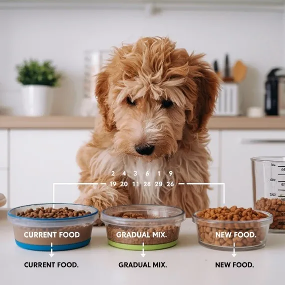 Best Food for Mini Goldendoodles with Feeding charts & Allergies 21 mini-Goldendoodle-food-transition