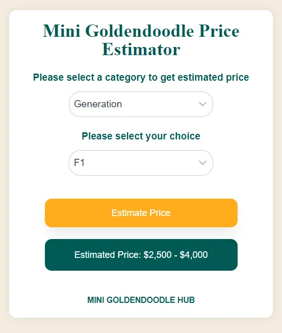 Mini Goldendoodle Price Estimator: Calculate based on Age, Size, Color & Generation 3 mini-goldendoodle-price-estimator-by-generation