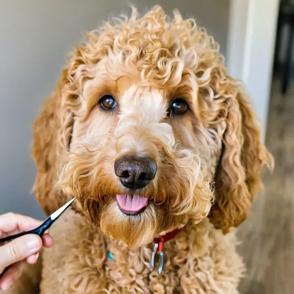 Premier Goldendoodle Face Features, Self Haircut Techniques & Styles 15 Goldendoodle-face-trim