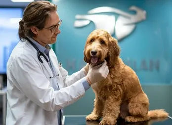 Unlock 12 reasons not to own a Goldendoodle: 14 Goldendoodle-visit-doctor